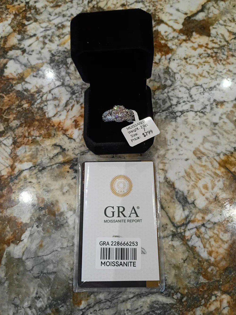 2 CT Moissanite Statement Ring – Size 7 – GRA Report Included NWT